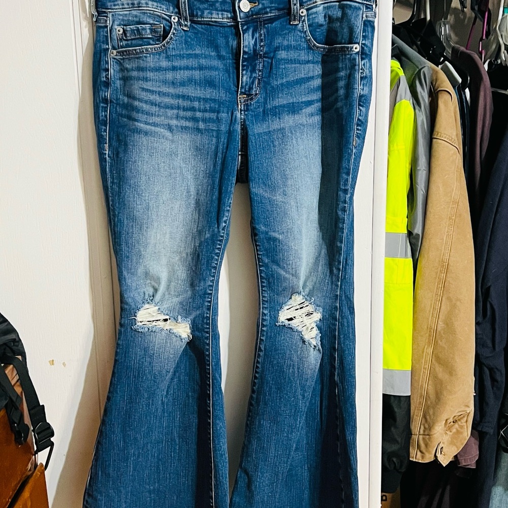 Torrid Distressed Blue Flare Jeans